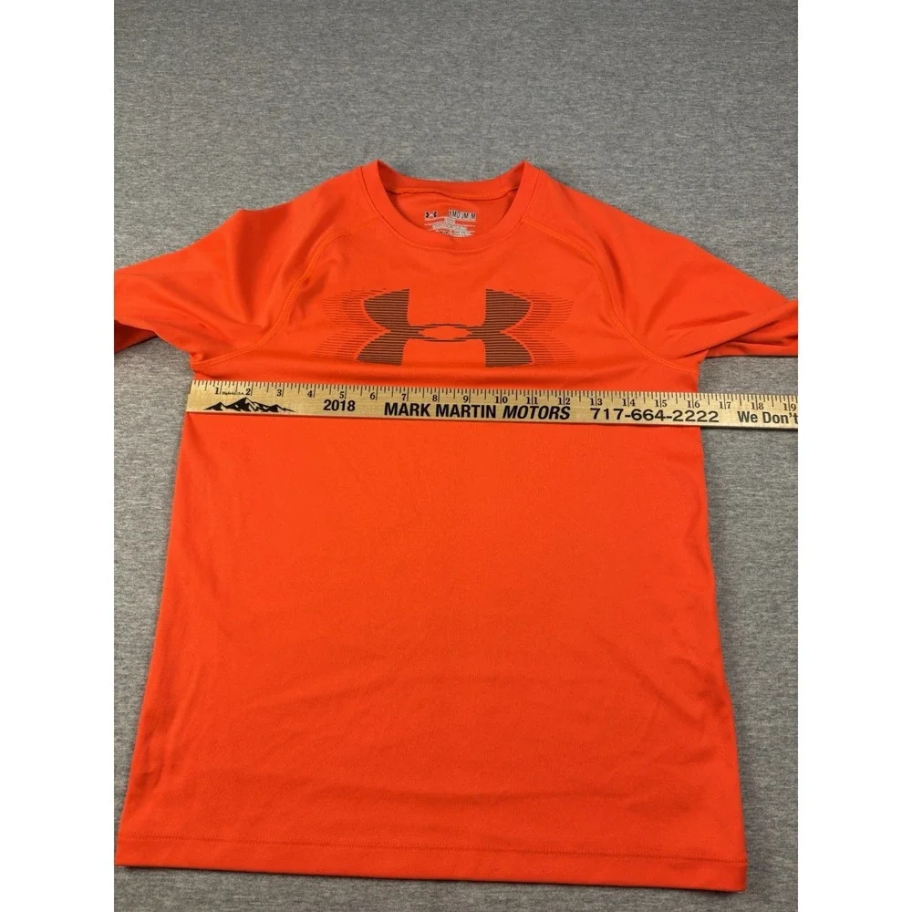 Boys Orange Under Armour HeatGear Pullover Long Sleeve Shirt Youth Medium YMD